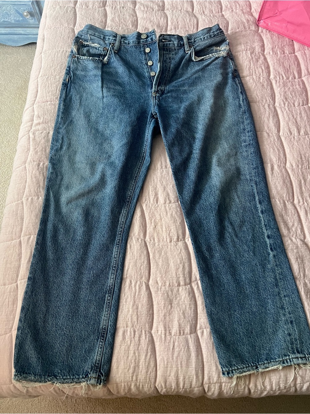 AGOLDE Riley crop distressed denim